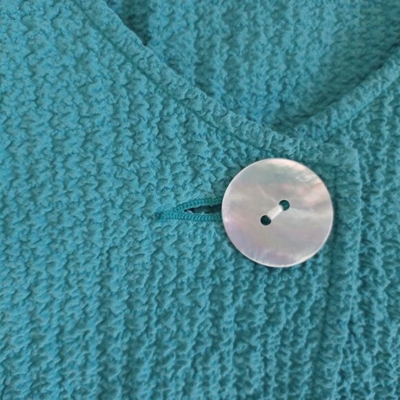 Orvis Medium Teal Crinkle Knit Cardigan One Button Lightweight Travel Jacket - Picture 3 of 5